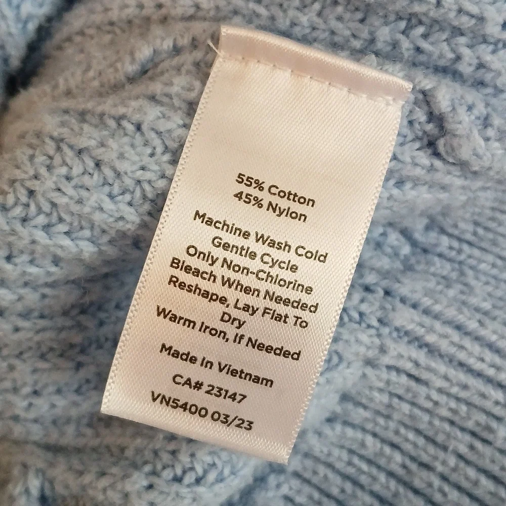 Talbots Blue Cable Knit Sweater Sleeveless Size M - Picture 8 of 8